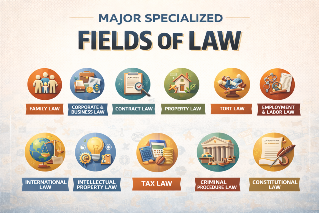 What are the different fields of law